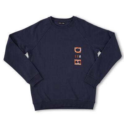 Suéter bordado de diseñador Navy Signature DUO-HUE