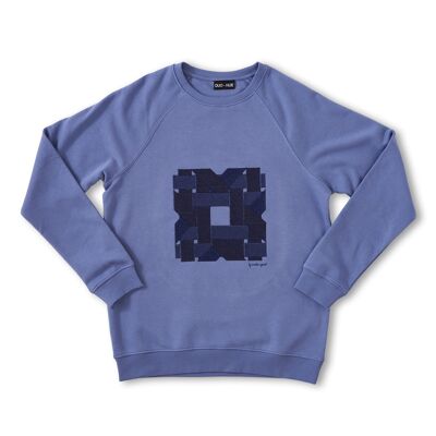 Maglione ricamato di design Blu pervinca 'Rattan'