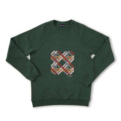 Designer Embroidered Sweater Forest Green 'Woven Bow'