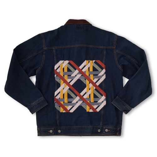 Vintage Embroidered Denim Jacket Tweed Bow