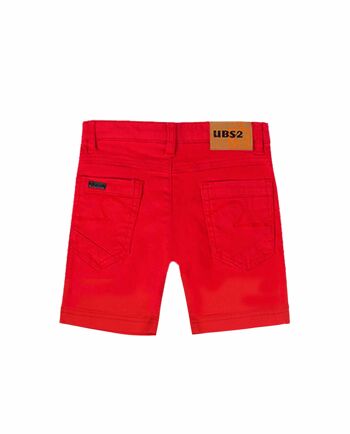 Bermuda garçon cinq poches en twill stretch rouge. 2