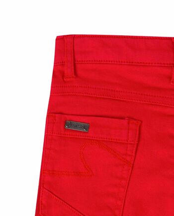 Bermuda garçon cinq poches en twill stretch rouge. 3