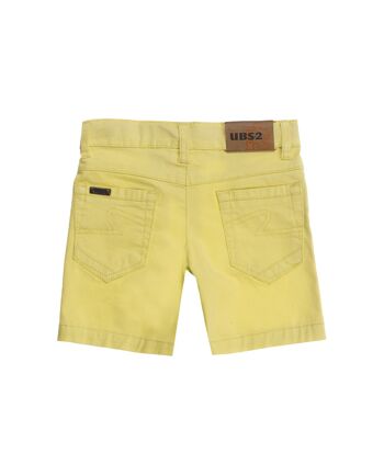 Bermuda garçon cinq poches en twill stretch jaune. 2