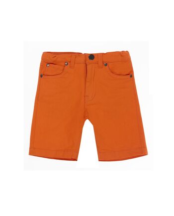 Bermuda garçon cinq poches en twill stretch orange. 1