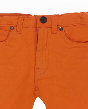 Bermuda garçon cinq poches en twill stretch orange. 3