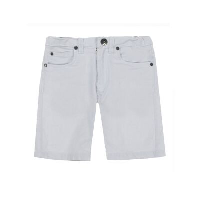 Hellgraue Jungen-Bermudashorts aus Stretch-Twill mit fünf Taschen.