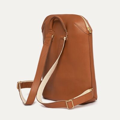 Mochila CAPSULE exterior piel camel & fieltro crudo