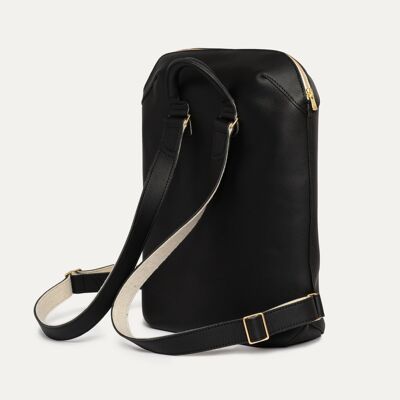 CAPSULE exterior backpack black leather & ecru felt