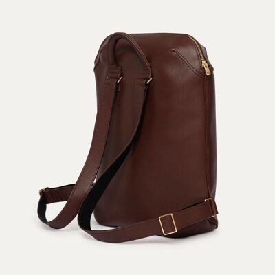 CAPSULE exterior backpack in burgundy leather & black felt