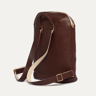 CAPSULE exterior backpack in burgundy leather & ecru felt