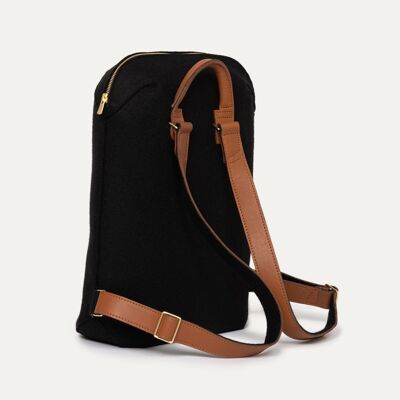 Mochila outdoor CAPSULE de fieltro negro y piel camel