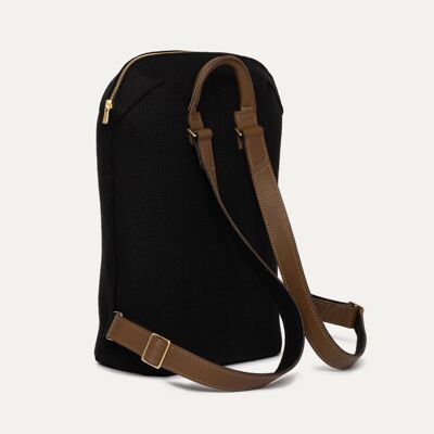 CAPSULE Outdoor-Rucksack aus schwarzem Filz und khakifarbenem Leder