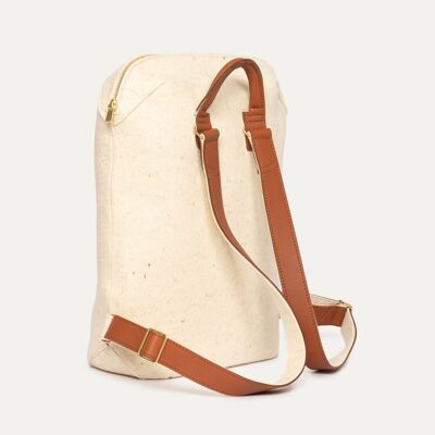 CAPSULE outdoor backpack in ecru felt & fawn leather