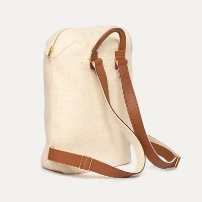 CAPSULE outdoor backpack in ecru felt & camel leather