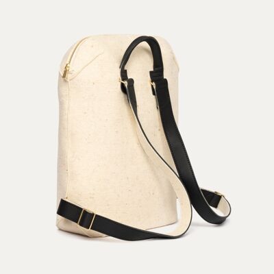 CAPSULE outdoor backpack in ecru felt & black leather