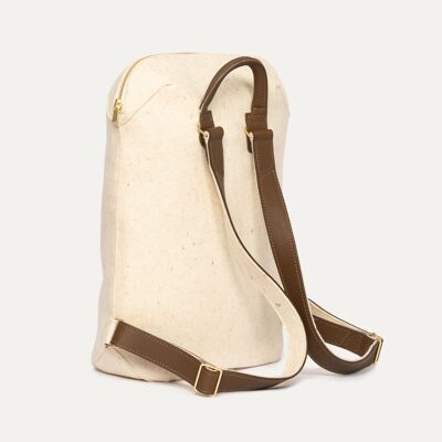 CAPSULE Outdoor-Rucksack aus ecrufarbenem Filz und khakifarbenem Leder