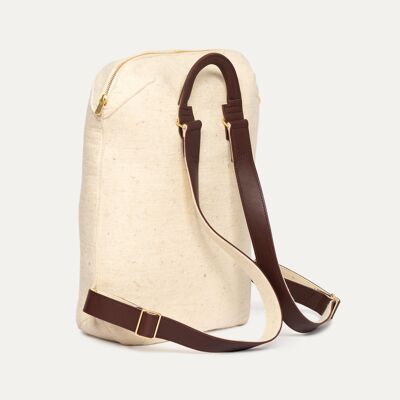 CAPSULE Outdoor-Rucksack aus ecrufarbenem Filz und bordeauxfarbenem Leder