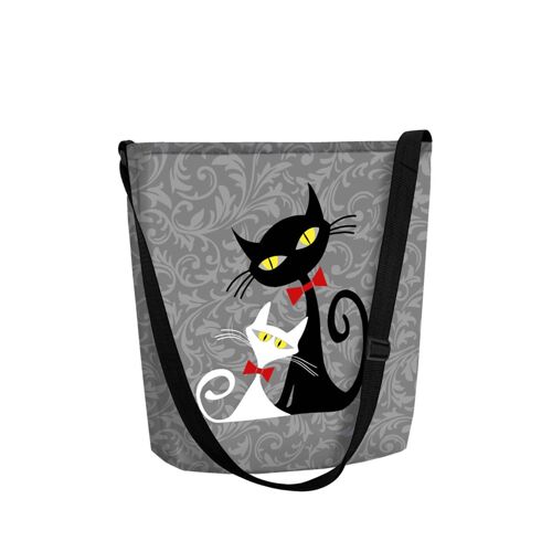 Black & White Borsa A Tracolla In Feltro Grigio Della Linea Funky Bertoni