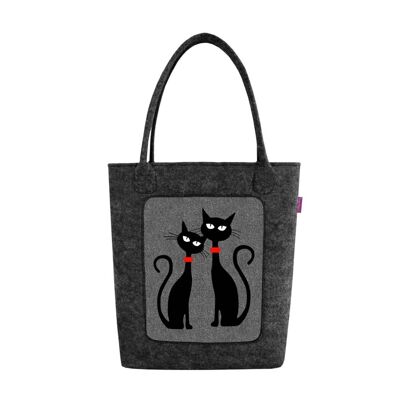 Borsa A Spalla Gatti Neri In Feltro Della Linea Swing Bertoni