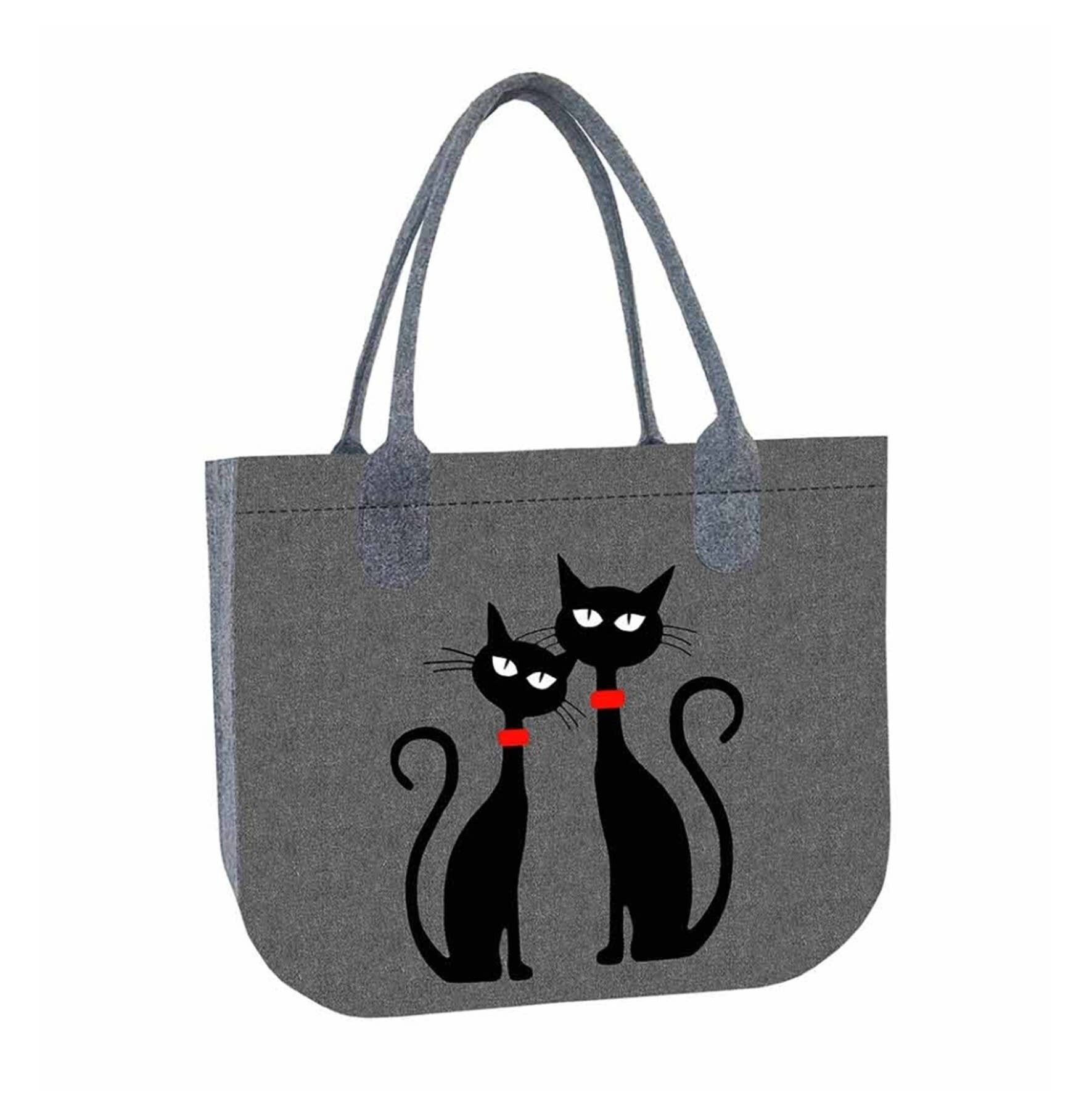Borsa a tracolla Black Cats in feltro Lady XL linea Bertoni
