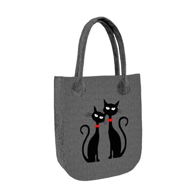 Borsa Shopper Gatti Nera In Feltro Linea Ville Bertoni