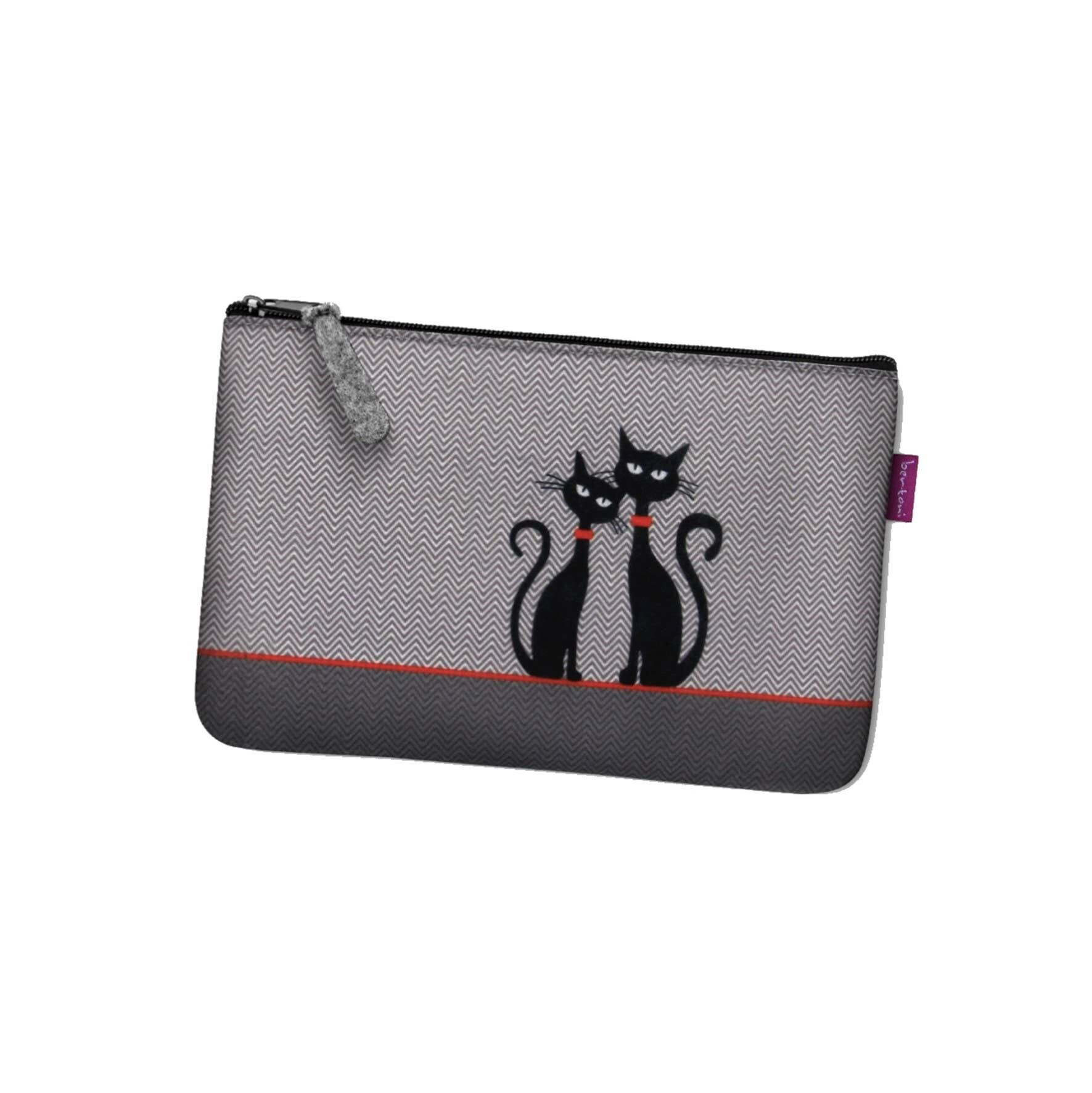 Pochette Gatti Neri In Feltro Grigio Linea Pocket Bertoni