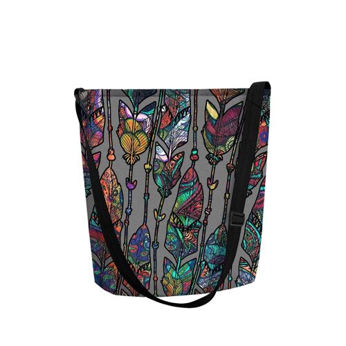 Borsa A Tracolla Boho In Feltro Grigio Linea Funky Bertoni