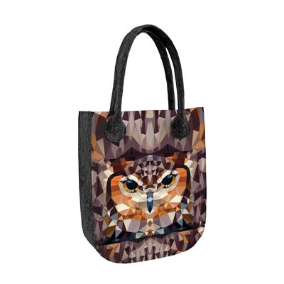 Borsa Shopper Brigida Marrone In Feltro Antracite Linea City Bertoni