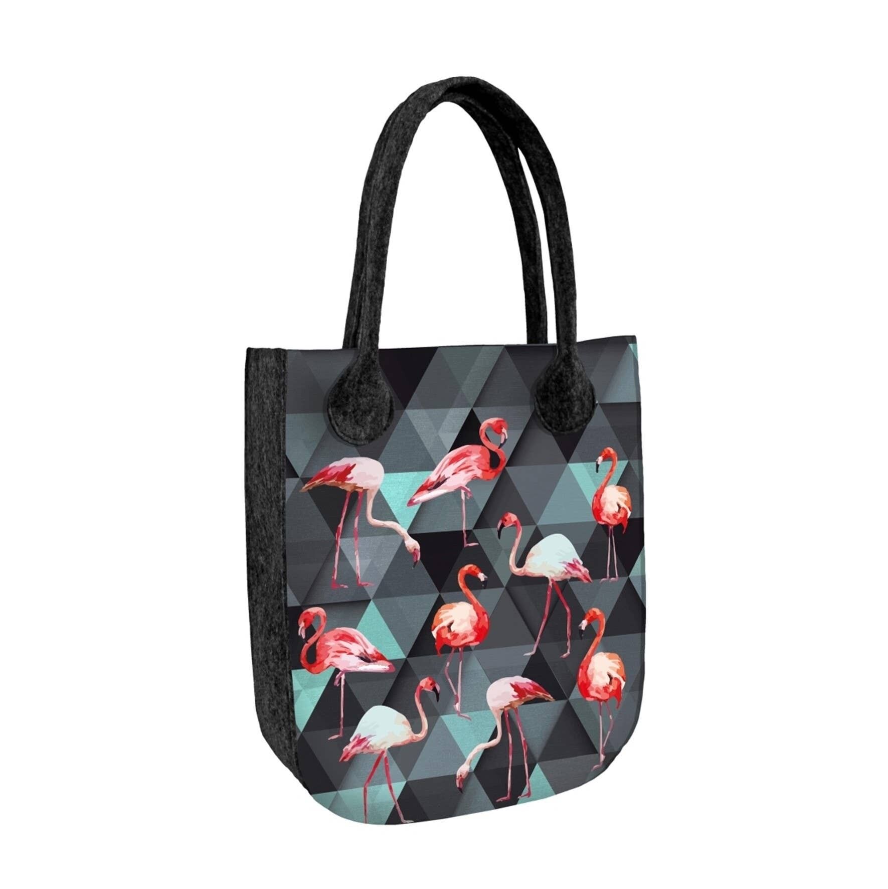 Flamingo Shoulder Bag In Felt City Anthracite Line Bertoni