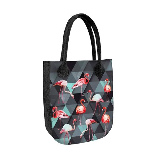 Borsa Shopper Flamingo In Feltro Antracite Linea City Bertoni