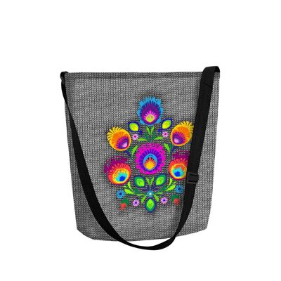 Bourse A Tracolla Folk In Feltro Grigio Della Linea Funky Bertoni
