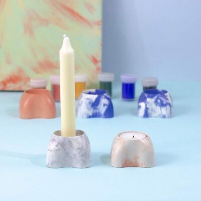 Køffret / DIY concrete kit 5 BLOMI candlesticks - 2 molds - 4 pigments