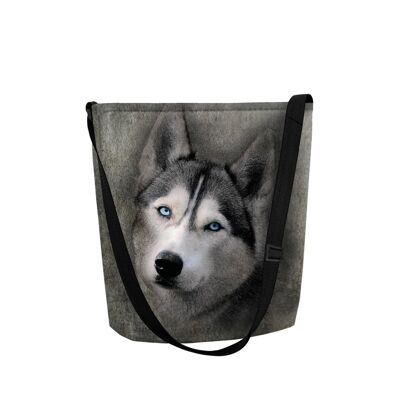 Borsa A Tracolla Husky In Feltro Grigio Della Linea Funky Bertoni