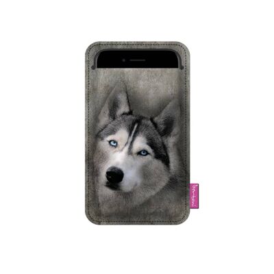 Husky Smartphone-Hülle aus grauem Filz Bertoni