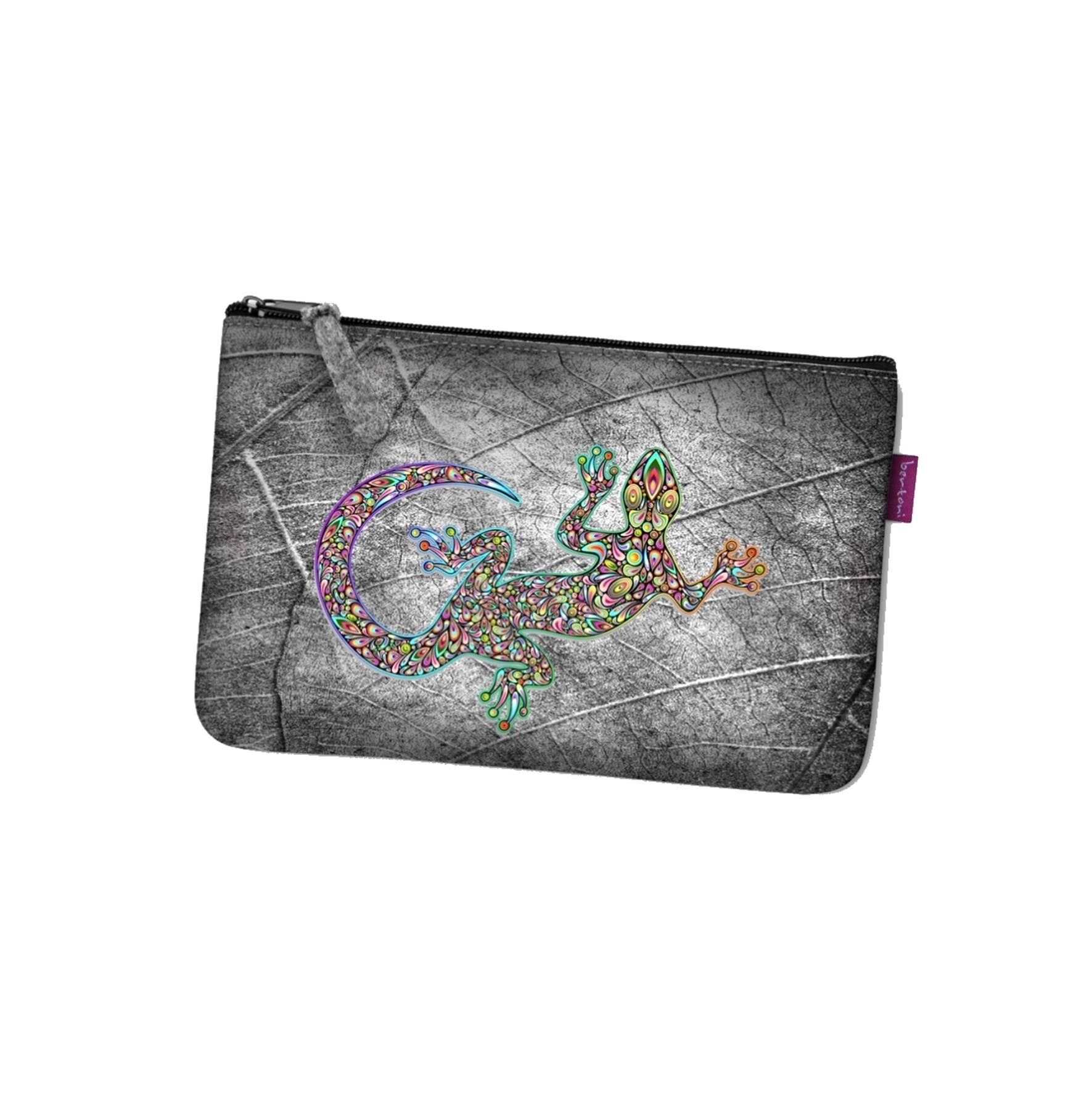 Pochette Lizard In Feltro Grigio Linea Tasca Bertoni