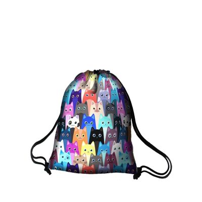 Meow Backpack In Canvas Sack Line Bertoni