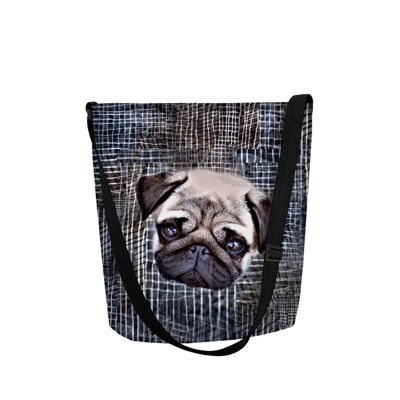 Borsa A Tracolla Mops In Feltro Grigio Della Linea Funky Bertoni