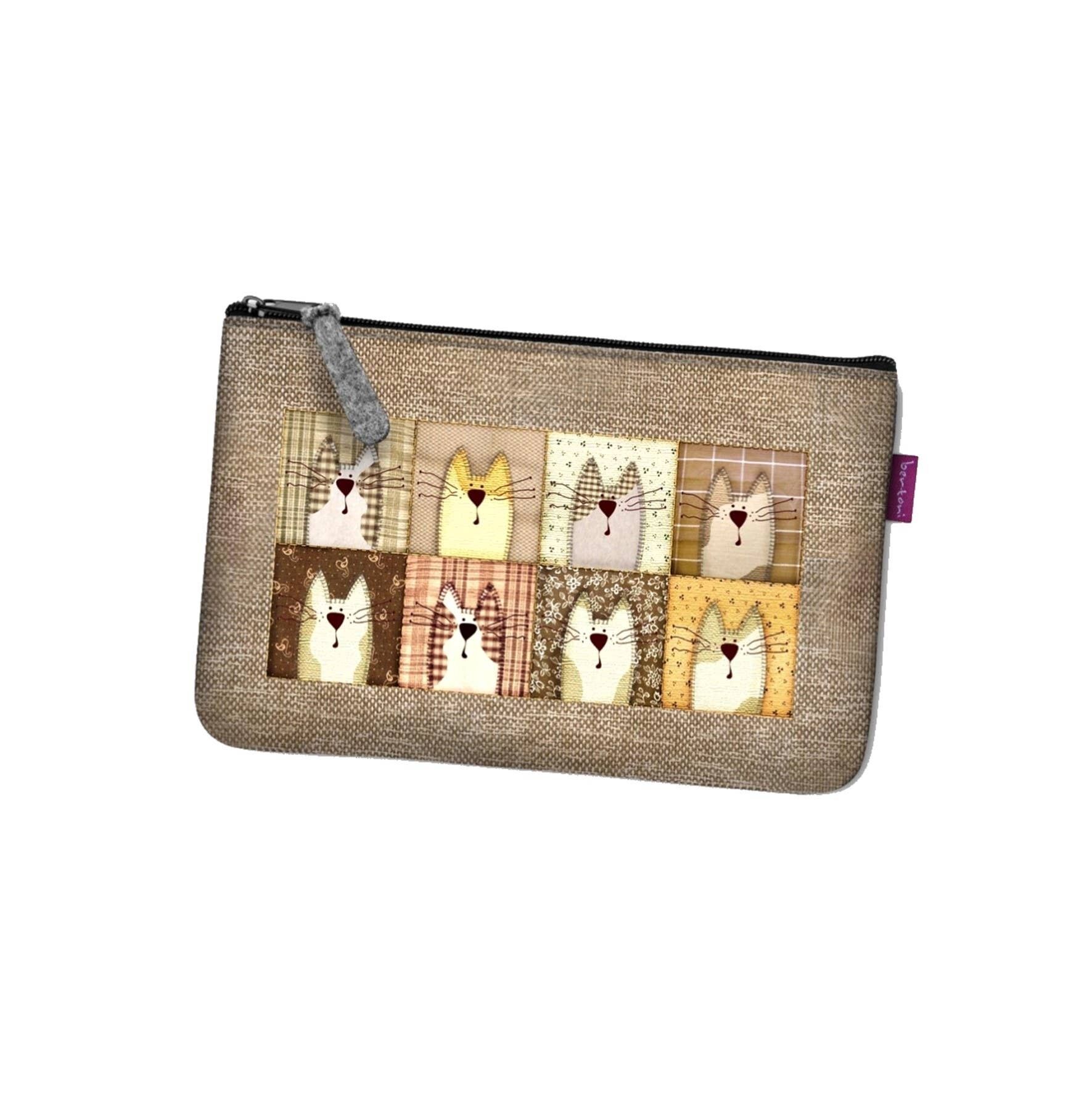 Pochette Prexo Beige In Feltro Grigio Linea Pocket Bertoni