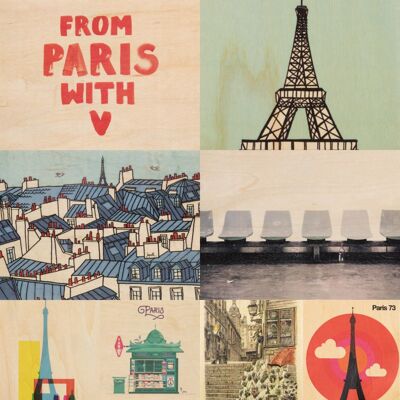 Carte en bois- pack Paris