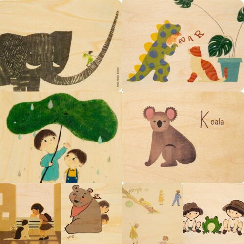 Carte en bois- pack kids