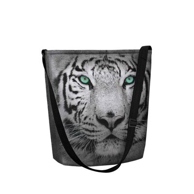 Borsa A Tracolla Tigre In Feltro Grigio Della Linea Funky Bertoni