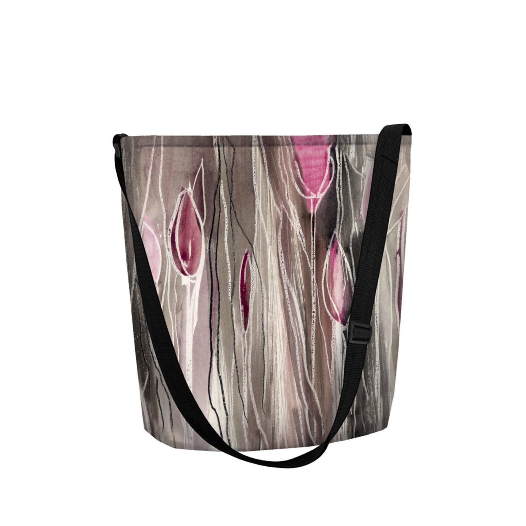 Borsa A Tracolla Tulipani In Feltro Grigio Della Linea Funky Bertoni