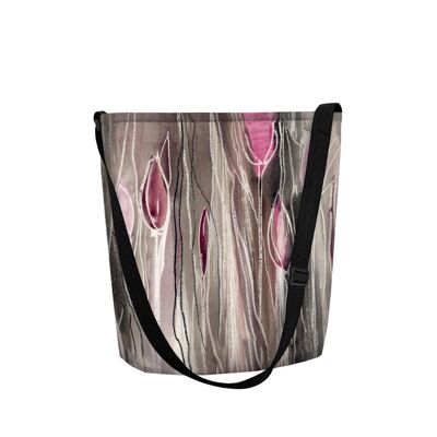 Borsa A Tracolla Tulipani En Feltro Grigio Della Linea Funky Bertoni