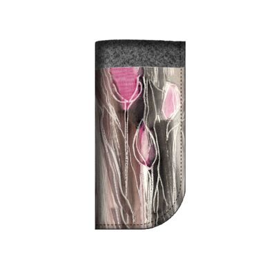 Porta Occhiali Tulipani en fieltro Grigio Bertoni