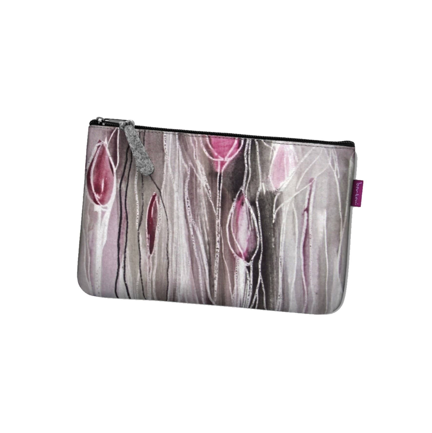 Pochette Tulipani En Feltro Grigio Linea Tasca Bertoni