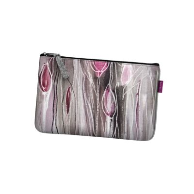 Tulips Pochette In Grey Felt Pocket Line Bertoni