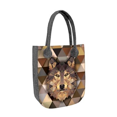 Borsa Shopper Lupo En Feltro Linea City Bertoni