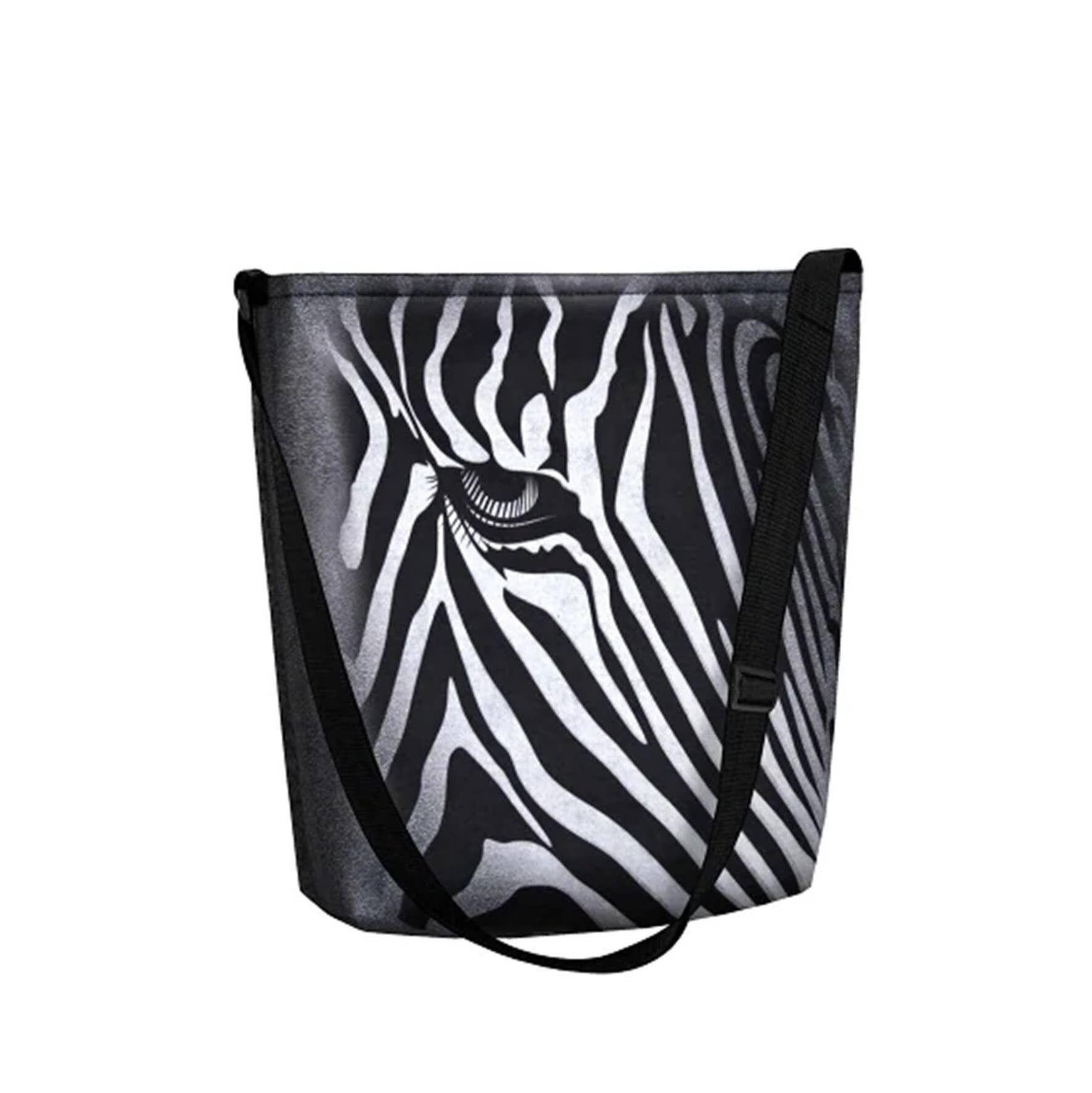 Borsa A Tracolla Zebrata In Feltro Grigio Della Linea Funky Bertoni