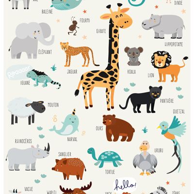 Cartel del alfabeto animal