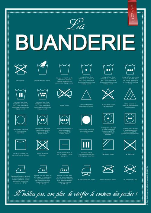 Affiche La buanderie colori turquoise